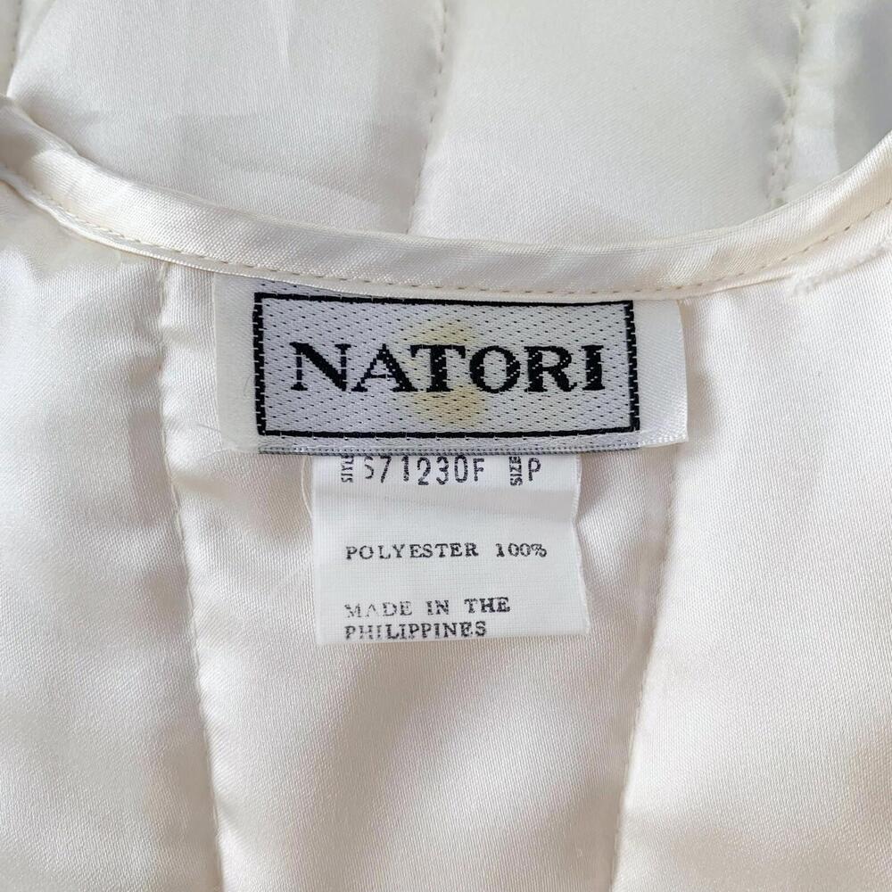 Vintage Natori - Ivory floral quilted open front bed jacket, P - Picture 6 of 6